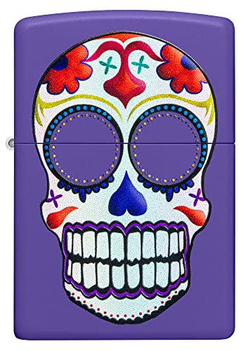 Encendedor Zippo diseño Skull morado mate bolsillo miniatura 2