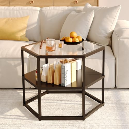 Alihdrna Glass Coffee Table, Small Coffee Tables for Living Room,