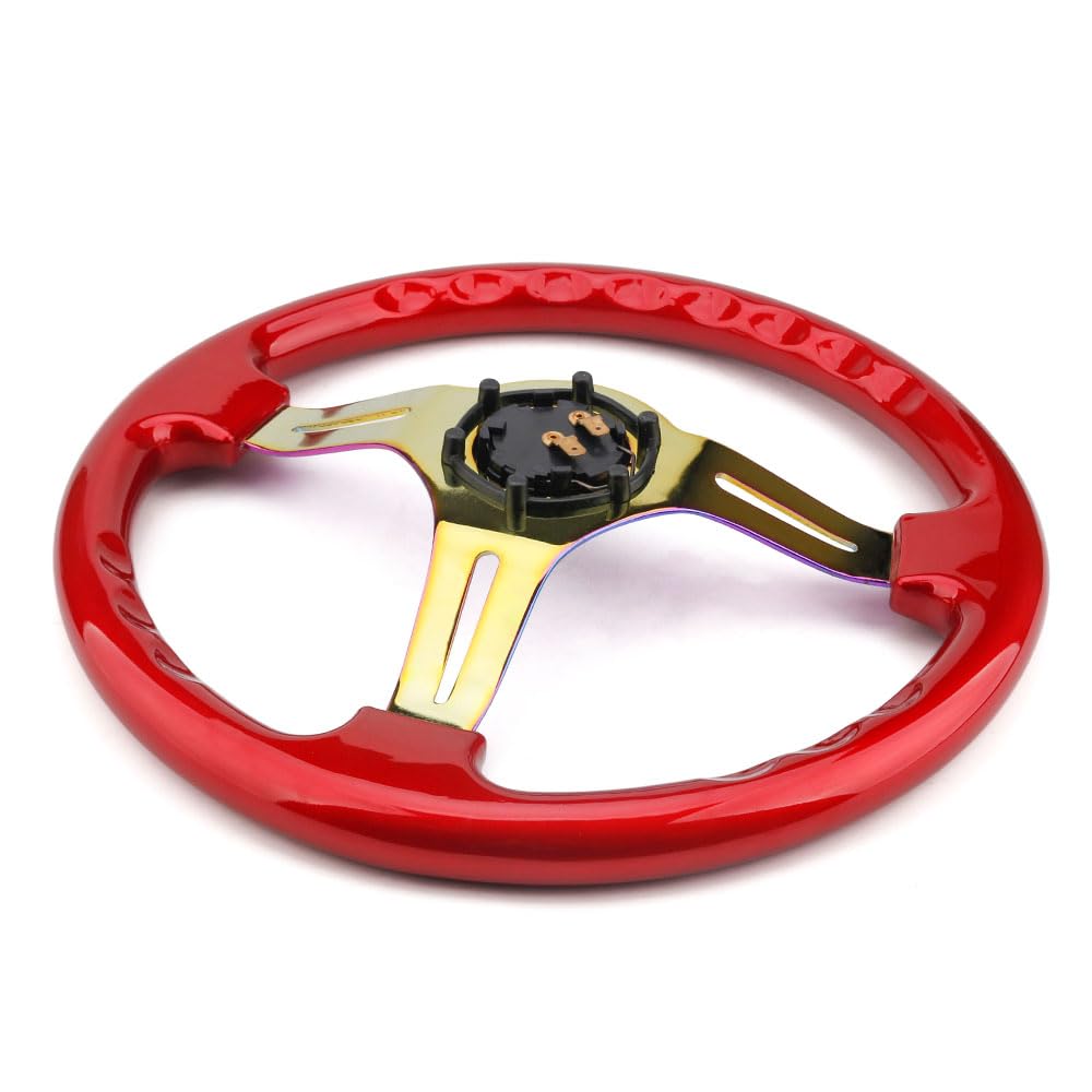 Volante da Corsa Universale,Volante Sportivo Volante sportivo universale da 350 mm e 14 pollici in ABS classico con raggi(Pink)