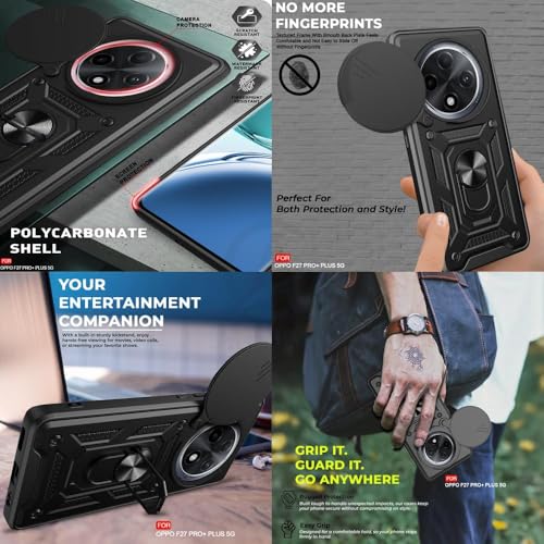 Image of AIBEX Back Cover for Oppo F27 Pro Plus 5G | D10 Tough Armor Case | Sliding Camera Shield | 360 Protection | Kickstand Ring Holder | Military-Grade Shockproof Bumper Case
