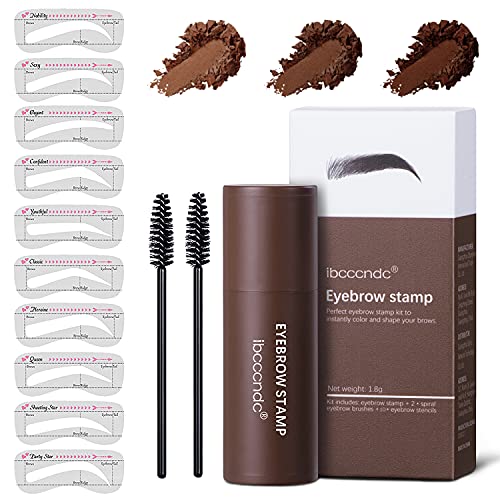 Eyebrow Stamp Stencil Kit, Eyebrow Stamp, One Step Eyebrow Stencil Shaping Kit 10PCS, Professional Makeup Eyebrow Stamp Stencils, Waterproof & Long Lasting Eyebrow Powder Stamp(Light Brown)