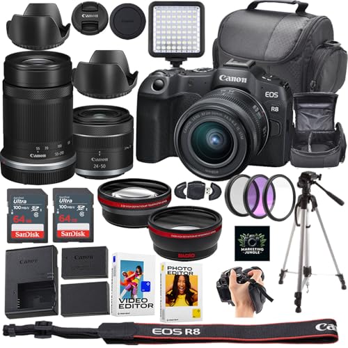 Cámara Canon EOS R8 Mirrorless con lentes y accesorios miniatura 1