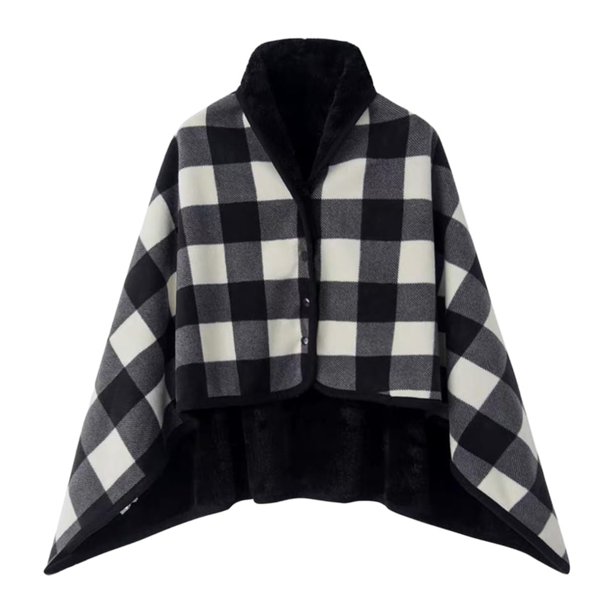 JFAN Poncho Donna Invernale Coperta in Pile Indossabile con Bottoni a Pressione Mantella Caldo Poncho Pile Donna Casa