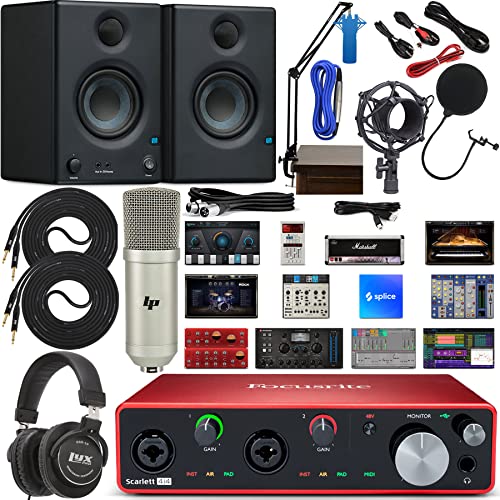 Focusrite Scarlett 4i4 4x4 USB�I�[�f�B�I�C���^�[�t�F�[�X �N���G�C�e�B�u���y����\�t�g�E�F�A�L�b�g CR3-X �X�^�W�I���j�^�[ ���߉\�ȃu�[���A�[���L�b�g + HD7�w�b�h�t�H���t��