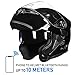ILM Bluetooth Motorcycle Helmet Modular Flip up Full Face Dual Visor Mp3 Intercom FM Radio DOT Model 902BT(Gloss Black, 2XL)