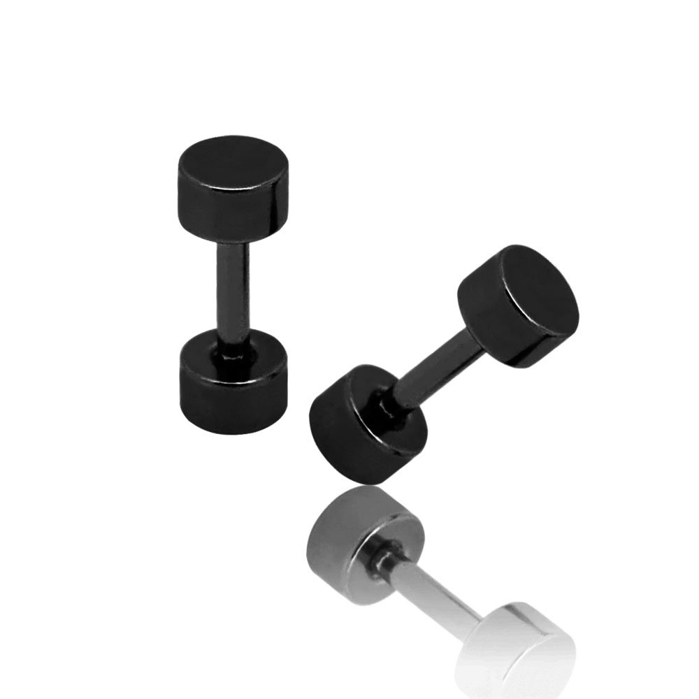 SoulCats 1 Paio Fakeplugs Spina Falsa Orecchini in Acciaio Inox quadrangolare Quadrato Argento Oro Nero, Formato: 4 mm; Colore: Argento