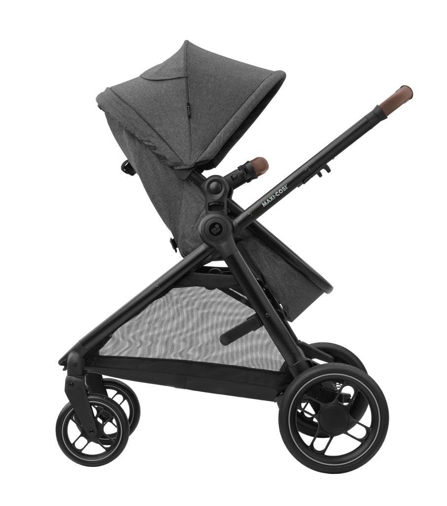 Maxi-Cosi Zelia S Trio Poussette 3 en 1, 0-4 Ans, 22 kg, Pliable, Compacte, CabrioFix S i-Size, Sac à Langer, Gris Foncé