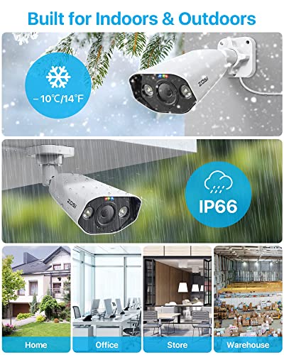 Image of ZOSI 4K Ultra HD PoE Security Camera System Outdoor, Person Vehicle Detection, 2 Way Audio, Night Vision, 8 x IP66 Weatherproof Surveillance Cameras, 8CH 8MP NVR with 2TB Hard Drive for 24 /7 Recording