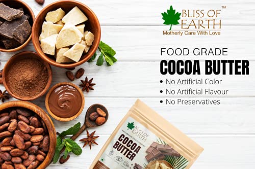 Image of Bliss of Earth Cocoa Butter for Chocolate Making, Food Grade, Raw & Organic for Hair, Skin & Stretch Marks (1 Kg)