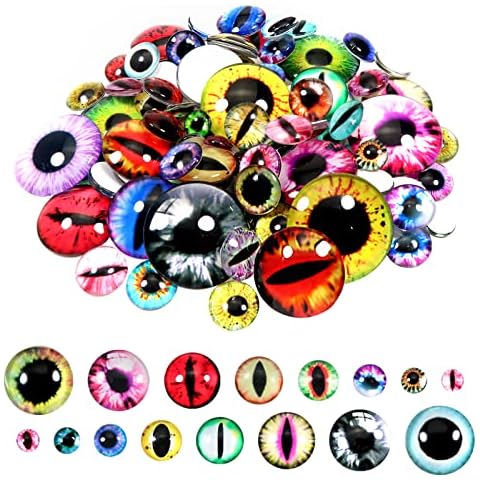 TOAOB 120pcs Assorted Colors Glass Dragon Eyes 6mm to 30mm Crafts Cabochons for Clay Doll Making Sculptures Props and DIY Jewelry Making Findings Cover