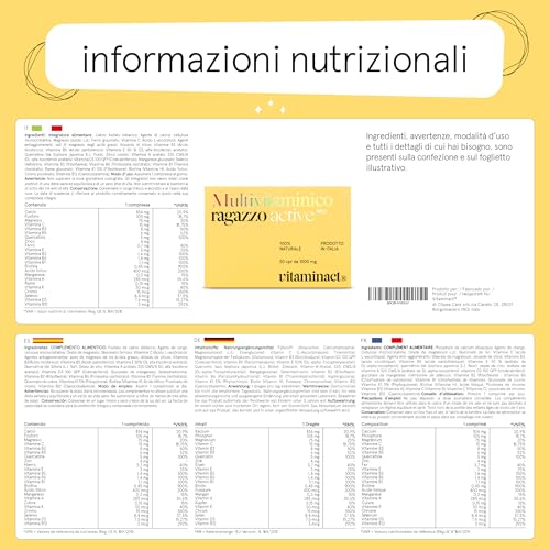 Multivitaminico Ragazzo. L'unico Specifico Per: Lo Studio, Memorizzare Più Velocemente, Più Focus Mentale, Stanchezza, Difese Immunitari, Sport, Energia. Vitamine e Minerali 100% Naturali. Italiano. - 7