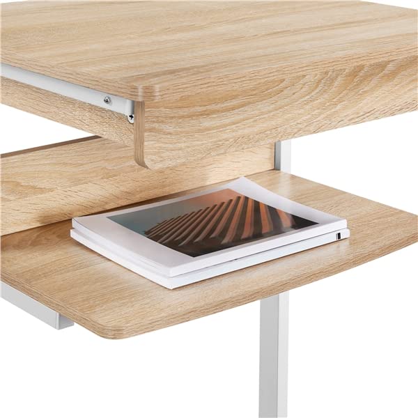 Scrivania Angolare da Ufficio per Computer Scrivania ad Angolo 56 x 51 x 79,5 cm Mobile Studio Porta pc con Ruote Tastiera Scorrevole Postazioni da Lavoro (Grigio)