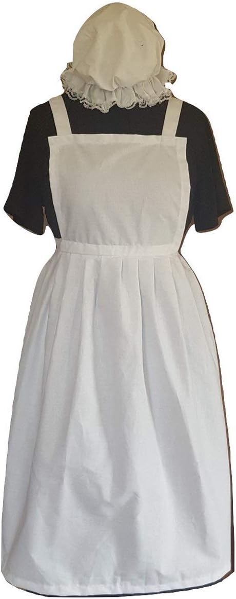 Ladies Fancy Dress Full Apron & MOP Cap Victorian Tudor Edwardian Poor WW1 (X Large)