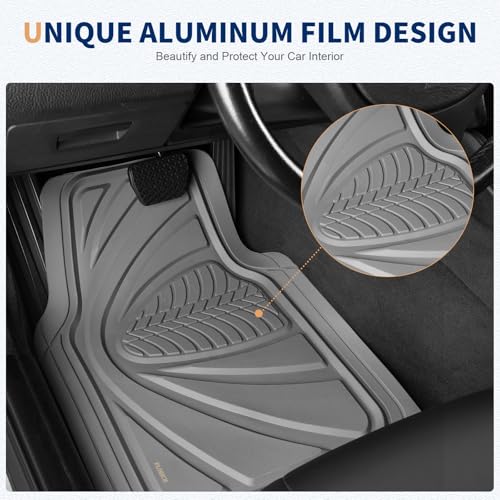 Image of FLORICH Car Floor Mats, Waterproof Universal Heavy-Duty 4 Pieces Rubber Floor Mats for Cars, Full Set Car Mats with Anti-Slip Backing Fit for Most SUV, Vans,Trucks, Sedan(Light Grey)