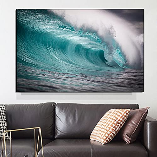 Impression art peintures vagues soleil sport affiche surfeur