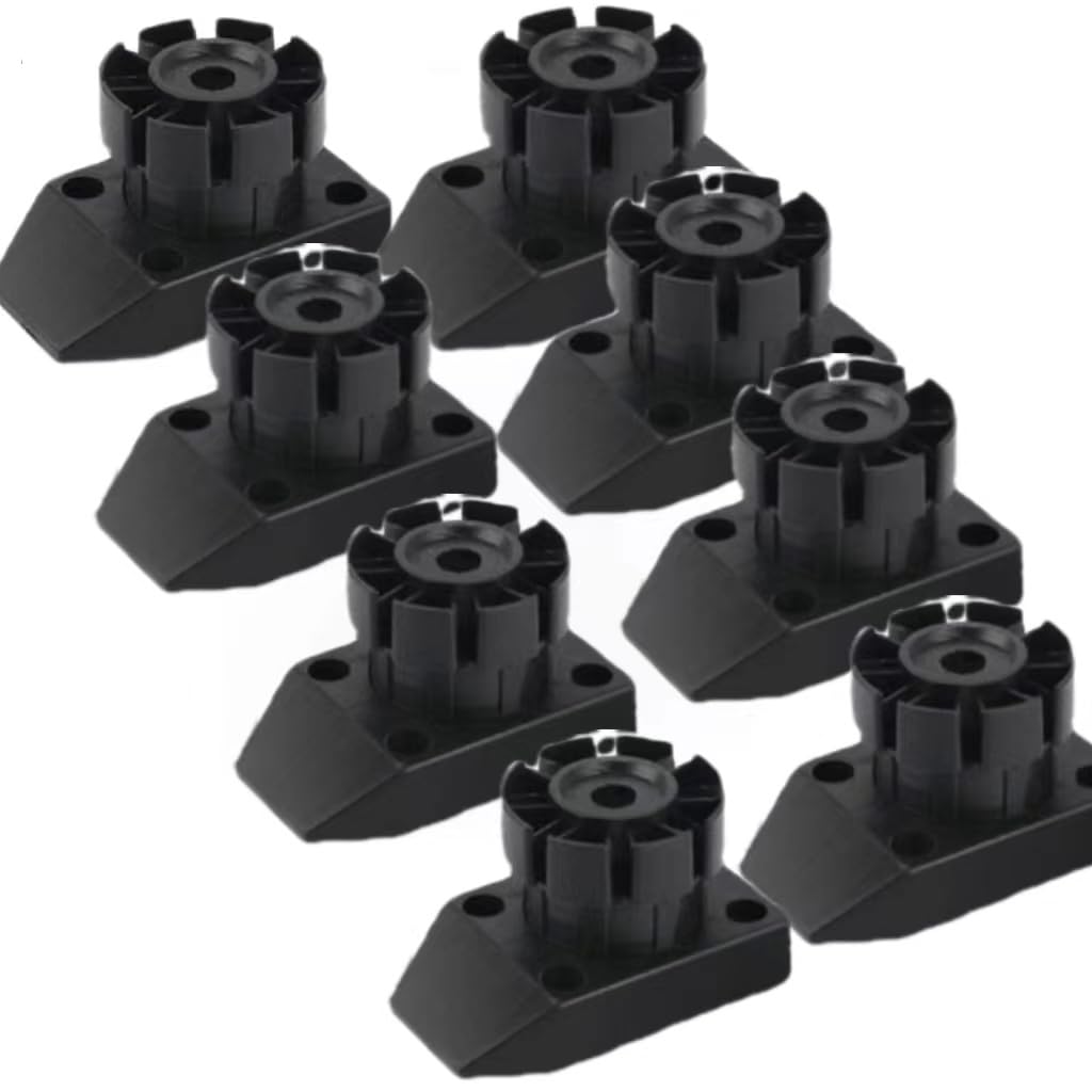 Dajiaxingxing 8 Pcs Cabinet Feet, Adjustable Height 50-70mm Plastic Furniture Cupboard Legs, Black Adjustable Feet