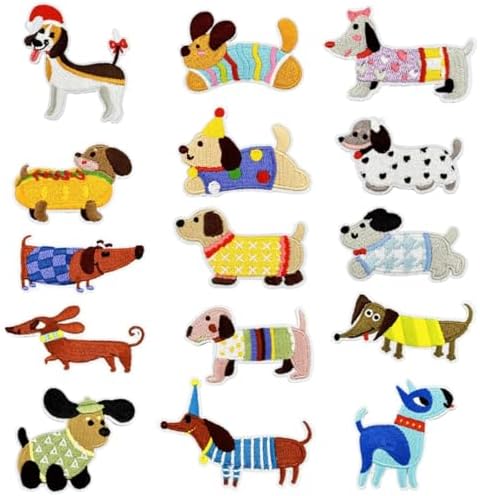 15PCS Cute Dogs Iron on Patches,Labrador Shepherd Golden Retriever Embroidered Patches for Decoration,Sew On Clothing Appliques with Assorted Patterns,Dog Patches for Backpack,Jeans,Clothes DIY Craft