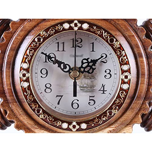 Reloj de mesa de madera maciza de cuarzo silencioso para sala de estar 6