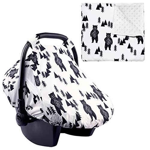 Image of TANOFAR Baby Blankets & Car Seat Cover, Summer Cozy Sun & Warm Cover & Crib Receiving Blanket 30 x 40 Inch, Bear