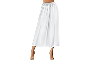 Women's Satin Half Slip Lace Long Underskirt