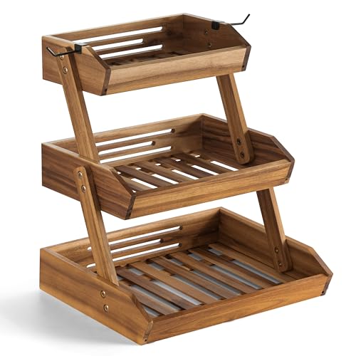 NAGAWOOD Super Large Size Fruit Basket, Fruit Bowl, 3 Tier Fruit Basket for Kitchen, Fruit Stand Storage Holder, Heavy Duty/Large Capacity for Fruit, Vegetables and Home Kitchen Countertop Organizer