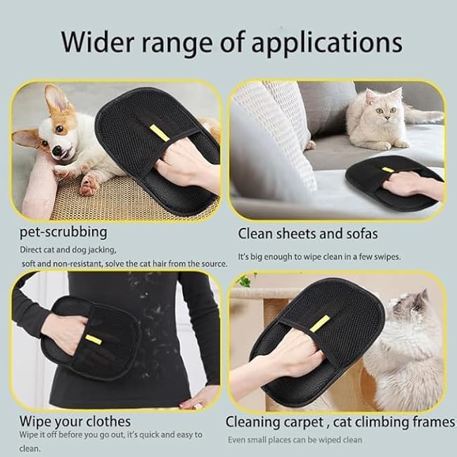 2 Pcs Reusable Pet Hair Remover Gloves, 2025 Cat Dog Grooming Gloves Pet Remover Electrostatic, Hands on for Dogs Cats & Horses with Long and Short-fdz8kaxr