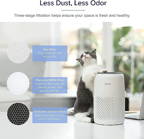 LEVOIT Air Purifier for Bedroom Home, Ultra Quiet HEPA Filter Cleaner with Fragrance Sponge & 3 Speed for Better Sleep, Allergies, Dust, Pet Dander, Odour, Smoke, Office, Desktop, Core Mini - Image 6