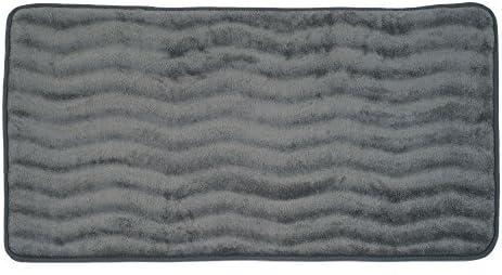 Microfiber Memory Foam Bath Mat - Oversized Padded Accent Rug with Wave Pattern for Bathroom, Kitchen, and Laundry Room by Lavish Home (Platinum) 60” L x 24.25” W x .625” Thick