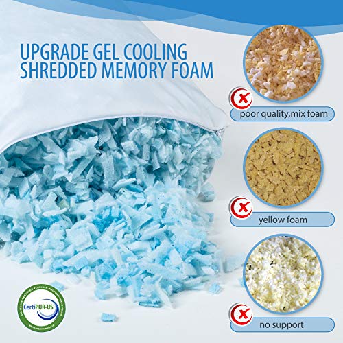 SORMAG Adjustable Shredded Memory Foam Pillows for Sleeping (2 Pack), Bamboo Cooling Bed Pillows Neck Support for Back, Stomach, Side Sleepers-Queen Size - Thumbnail 4