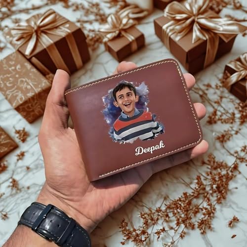 Image of Personalized Smart Pop-Up Leather Wallet for Men & Women | RFID Blocking Card Holer| Slim Magnetic Bifold Wallet with Quick Access Button - Holds 14 Cards & Cash