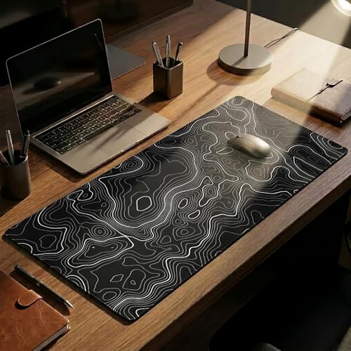 Image of AQQA Large Mouse Pad Mat(29.5X16 In)Gaming Mouse Pad With Non-Slip Rubber Base,Background Topographic Map Lines Contour Geographic For Gaming Office Laptop Computer Men Women