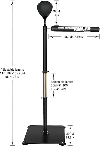 Miniatura 2 de INNOLIFE Entrenador de velocidad de boxeo, barra giratoria de boxeo con bolsa de velocidad, altura ajustable de 4.8 a 6 pies