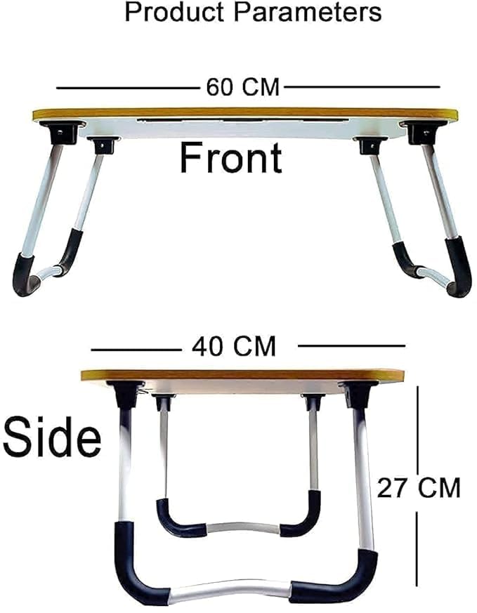 Image of Autumn Multipurpose Foldable Laptop Table with Tablet Groove, Cup Holder Study Table / /Breakfast Table, Portable,Ergonomic & Rounded Edges (60L x 40W x 26H cm,) (Design 1)
