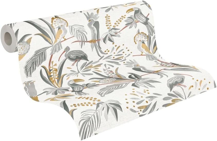 Livingwalls Wallpaper Jungle Design - Yellow, Gray - Tropical Wallpaper 395.99in x 20.87in Made in Germany - 388984