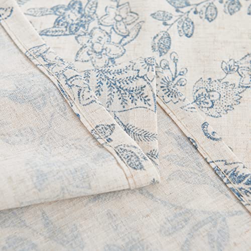 Vangao VGDYMXSLRP-5016C02 Farmhouse Linen Valance Curtain For Kitchen Floral Rustic Light Filtering Rod Pocket Window Topper Treatment 16 Inch Blue thumb #4