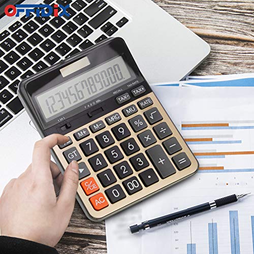 OFFIDIX Office Desktop Calculator, Large Key Calculators, Solar and Battery Dual Power Electronic Calculator Portable 12 Digit Large LCD Display Calculator - Image 5
