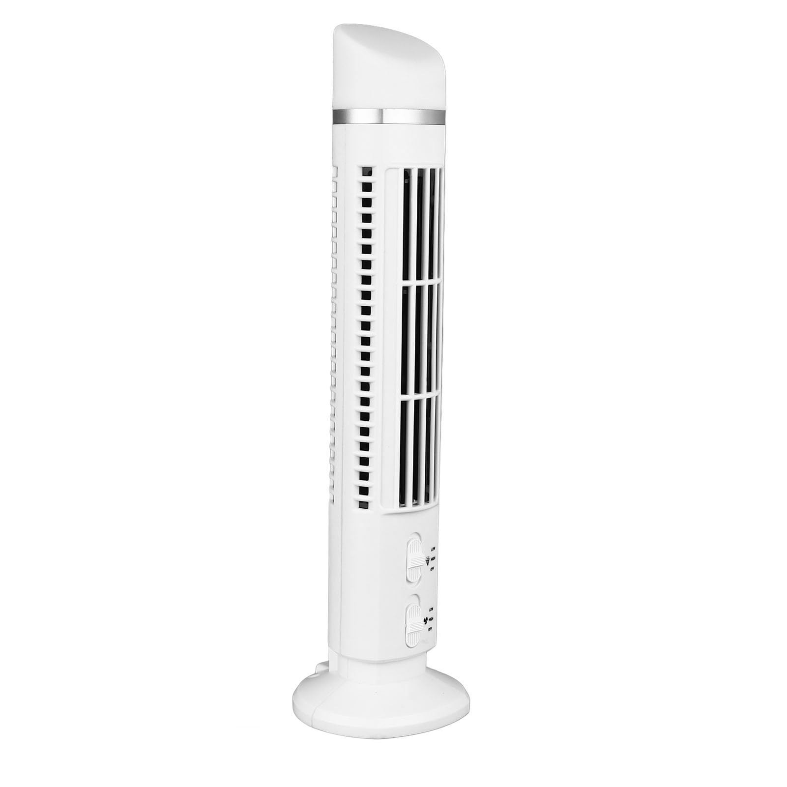 Aramox Bladeless Tower Fan, Small USB Desk Fan with Light 90 Degree Oscillating Quiet Cooling for Home Bedroom Office, Portable and Space Saving Design (White)