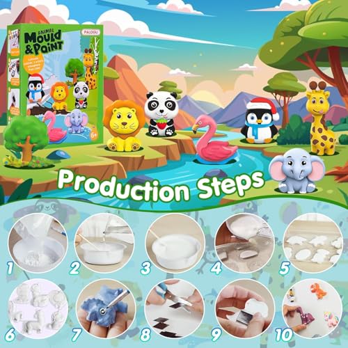 Image of SUPER TOY DIY Mould and Paint Craft kit, Paint Your Own Animal Painting Kit Plaster Figurine Set with Pigments, Palette & Mold Art & Craft Set - Educational Toys for 3-12+ Year Old Boy & Girl