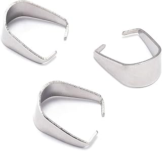 50pcs Silver Tone Stainless Steel Pendant Pinch Bail Clasps Necklace Hooks Clips Connector for Jewelry Making Findings Accessories DIY (10 x 19mm-50pcs)