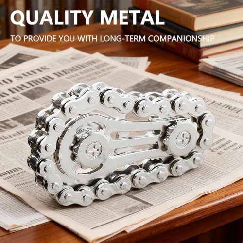Image of Bike Chain Gear Fidget Spinner Metal Chain Fidget Toy | Stress Anxiety Relief Fidget Toy Finger Spinning Toy for Kids & Adult, Chain Gear Roller Desk Toys for Stress Buster