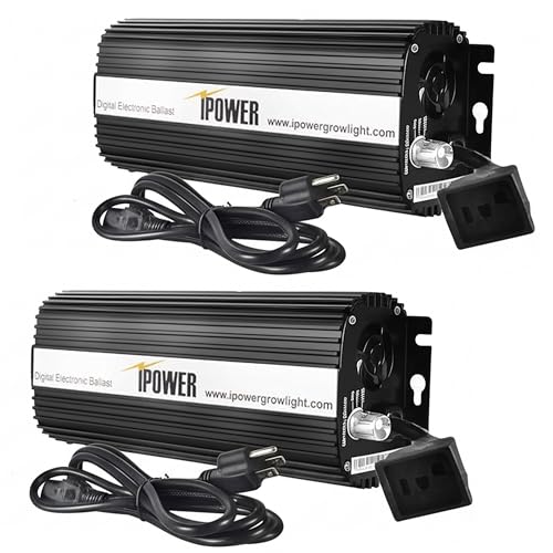 iPower Horticulture 600 Watt Digital Dimmable Electronic Ballast for Hydroponics HPS Grow Light, Black, 2 Pack