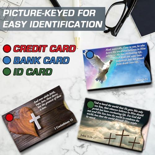 Image of RFID Blocking Credit Card Sleeve Protectors - USA Made Slim Wallet Inserts for Credit Cards, Debit Cards & ID Protection (16, Faith - 16 Pack)