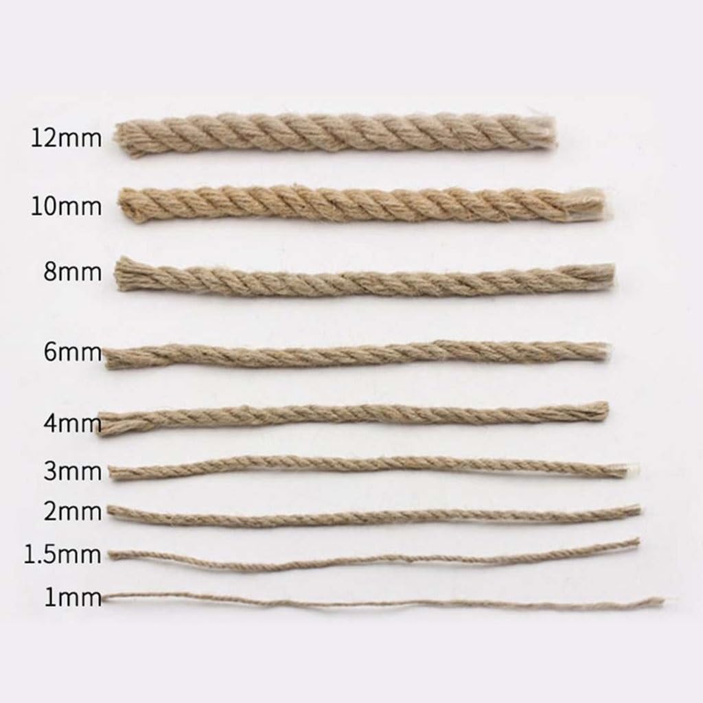 hcaklozgshi 1mm-14mm Natural Jute Rope String Ribbon Crafts DIY Vintage Jute Cord Twine Thread Sewing Party Wedding Christmas Home Decortion(14mm 20meter)
