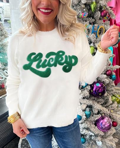 Image of SELINK Women's Holiday Sweater Crew Neck Print Casual Long Sleeve Pullover