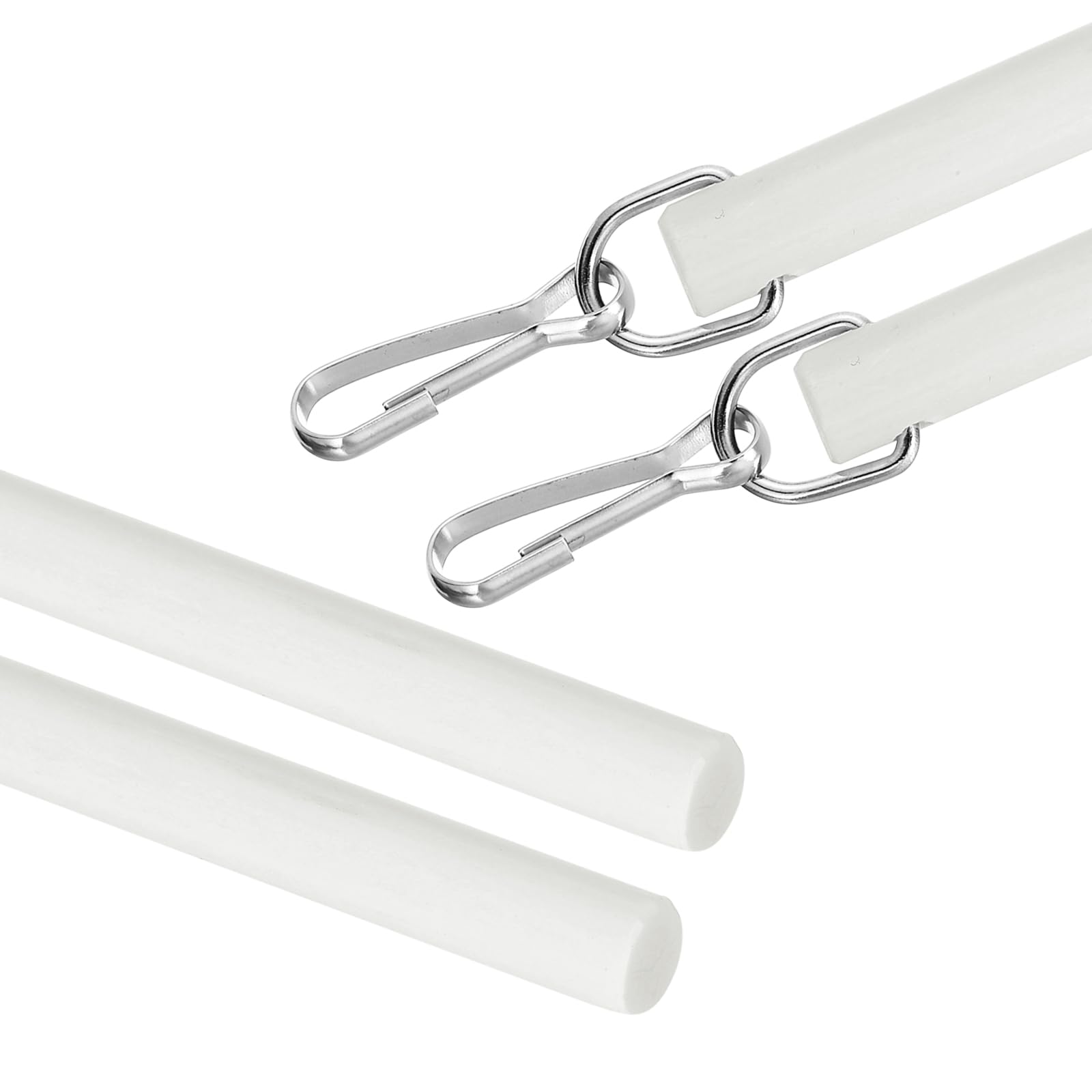 Varitas acrílicas para cortinas de 17" blancas, tirador invisible resistente, 4 unidades