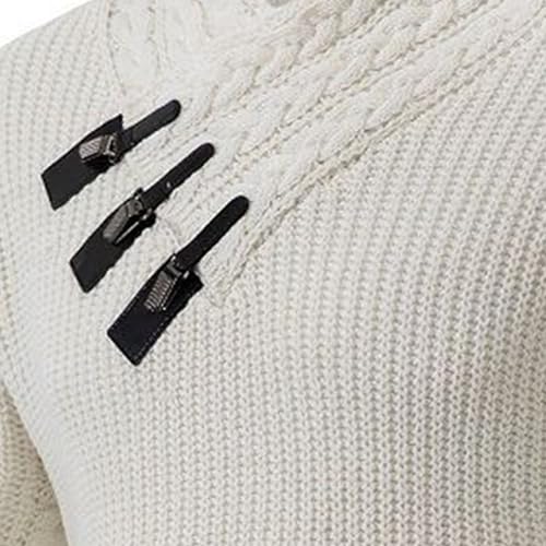 Men's Shawl Collar Sweaters Buckle Casual Slim Fit Punk Pullover Man Long Sleeve Knitted Basic Ribbed Tops4