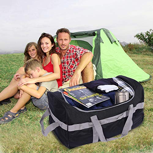 CAMPMOON Folding Wheeled Rolling Duffle Bag for Camping Travel, Lightweight Large Duffel Bag with Wheels and Pull Handle , Grey, 30 Inch