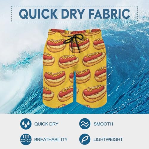Hawaiian Shorts for Men - Sausage Hot Dog Print Quick Dry Mens Swim Trunks Bathing Suits with Mesh Lining3