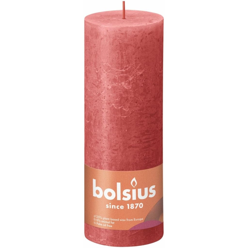 Bolsius Pink Pillar Candle Blossom 68 Mm - Height 19 Cm - 85 Burning Hours