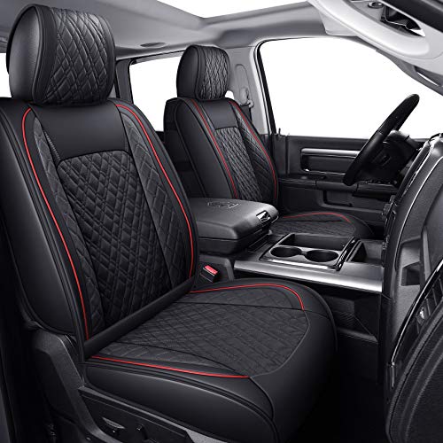 Image of YIERTAI Car Seat Covers for Dodge Ram Fit 2009-2026 1500 2010-2026 2500 3500 Classic Bighorn Longhorn Laramie Tradesman Truck Red Front